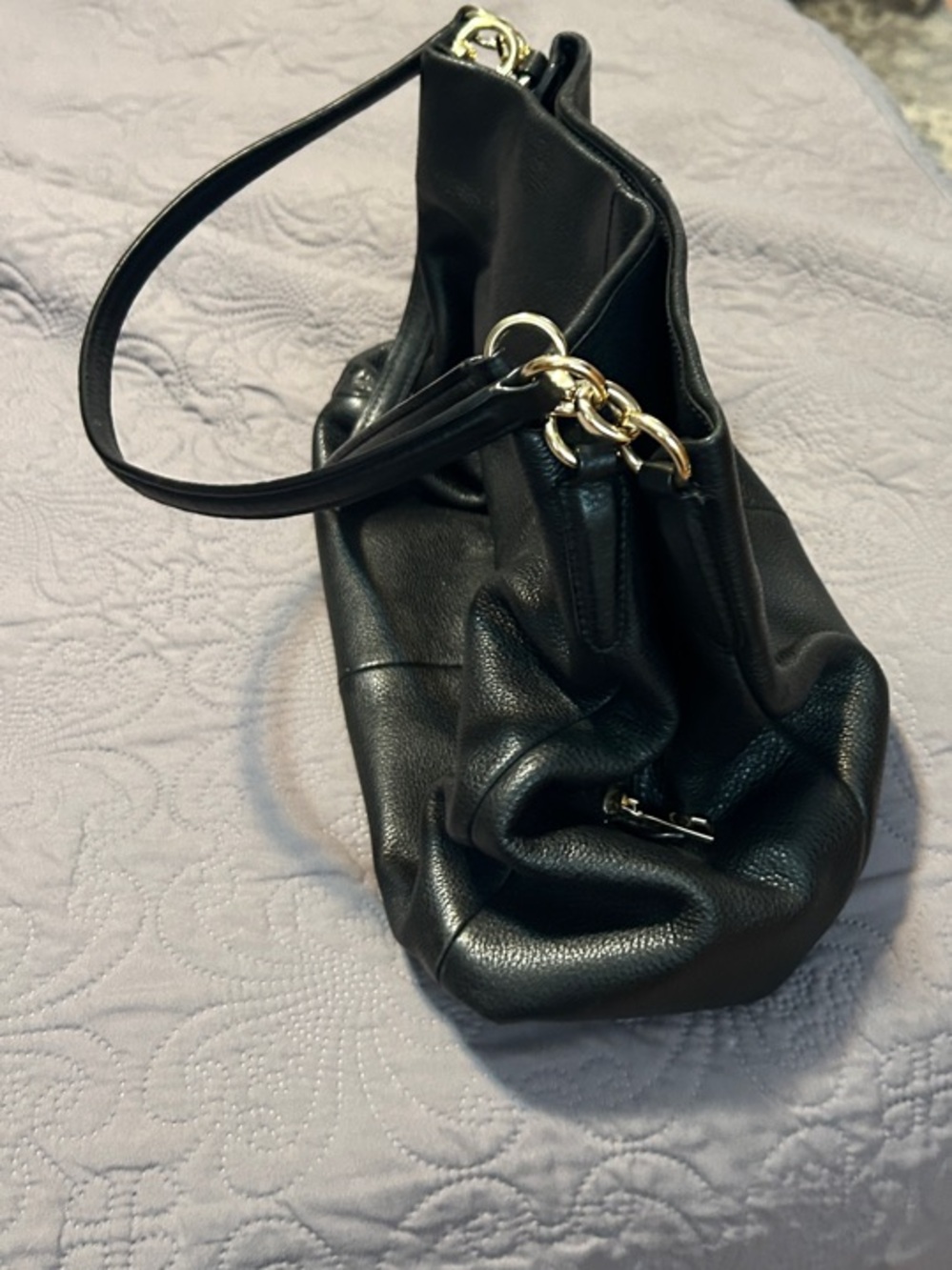 Coach Black Leather Satchel with Gold Hardware